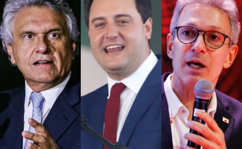 Governadores Ronaldo Caiado (União-GO), Ratinho Júnior (PSD-PR) e Romeu Zema (Novo-MG) (Foto: Valter Campanato/Agência Brasil/Agência de Notícias do Paraná/VEJA)