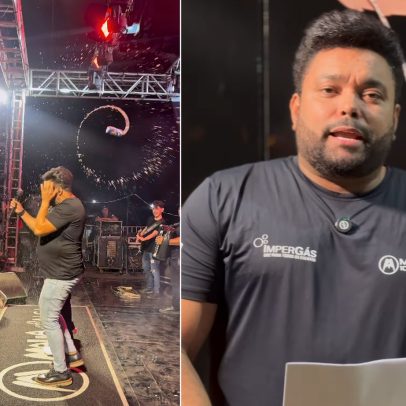 Rick Rocha, vocalista da Malla 100 Alça, é atingido por lata durante show em MT