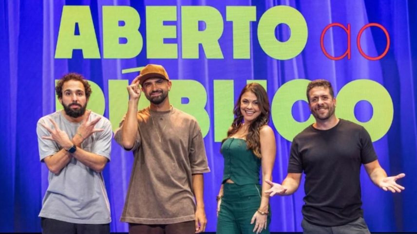 Murilo Couto, Thiago Ventura, Bruna Louise e Maurício Meirelles em 'Aberto ao Público' (Foto: Daniela Toviansky/TV Globo)