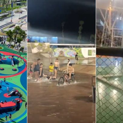 Parque da COP-30 apresenta quadra alagada e área de skate em inauguração recente