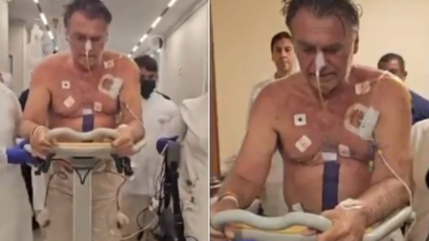 O ex-presidente Jair Bolsonaro caminha pelo hospital DF Star (Foto: Reprodução/Instagram)