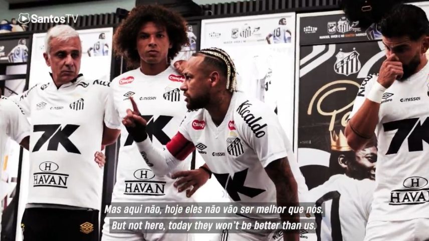 Neymar faz discurso antes de vitória sobre o Flamengo (Foto: Reprodução/SantosTV)