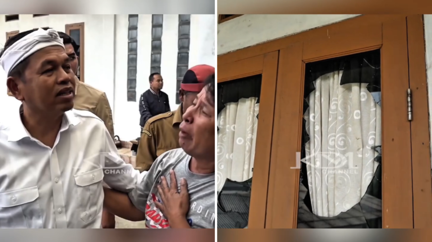 Governador de Jabar visitou a casa invadida e atacada em Cidahu. (Foto: sukabumi_satu)
