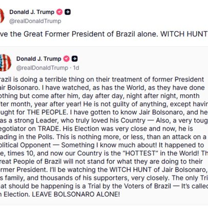 Trump defende Bolsonaro e critica 'caça às bruxas' nas redes sociais