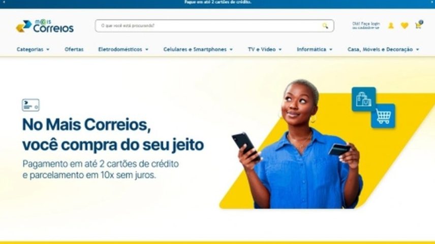 Página do Mais Correios: e-commerce foi lançado nesta terça-feira — Foto: Divulgação/Correios