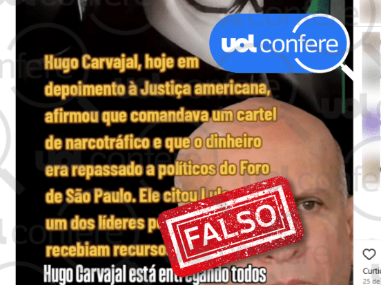 Carvajal se declarou culpado de narcotráfico em junho de 2025; na ocasião, ele não fez menção a Lula (Foto: Arte/UOL sobre Reprodução Instagram)