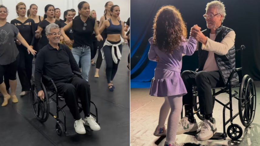 Carlinhos de Jesus usa cadeira de rodas por causa de bursite e tendinite nos glúteos (Foto: Reprodução/Instagram)