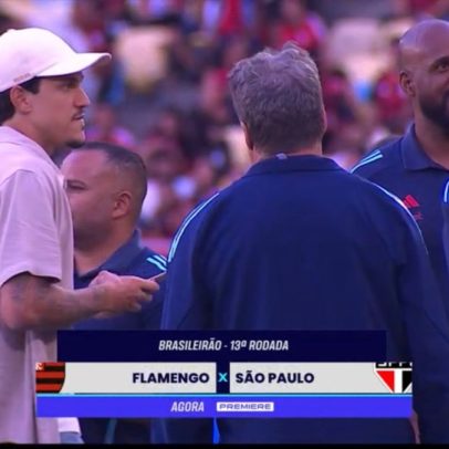 Pedro acompanha aquecimento de Flamengo e São Paulo no Maracanã sem atuar