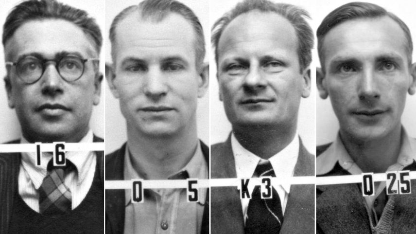 Foto do crachá usado no Projeto Manhattan dos físicos Emilio Segrè, Edwin M. McMillan, Hans Bethe e Joseph Rotblat; eles estão entre os 26 cientistas do projeto premiados com o Nobel (Foto: Centro Nacional de Pesquisa em Segurança (EUA)/Laboratório Los Alamos)