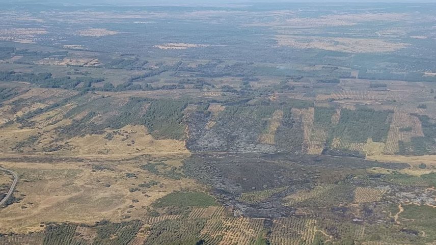 Incêndio localizado no término municipal de Valdecaballeros (Badajoz). (Foto: JUNTA DE EXTREMADURA)
