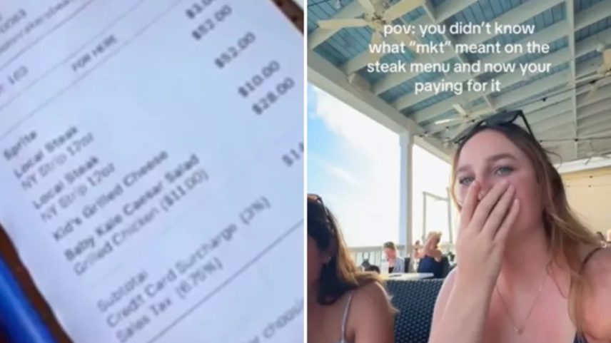 Jovens se surpreendem com valor de conta após se confundirem com abreviação. (Foto: Reprodução/TikTok/@bellebelle_menold)
