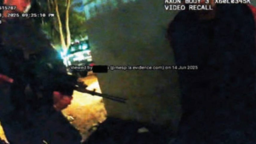 PM aponta fuzil para morador de rua que está com as mãos para trás (Foto: Reprodução/Inquérito policial)