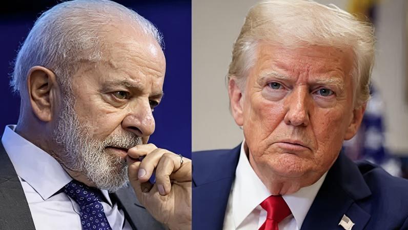 O presidente da República, Luiz Inácio Lula da Silva, à esquerda, e o presidente dos Estados Unidos, Donald Trump, à direita