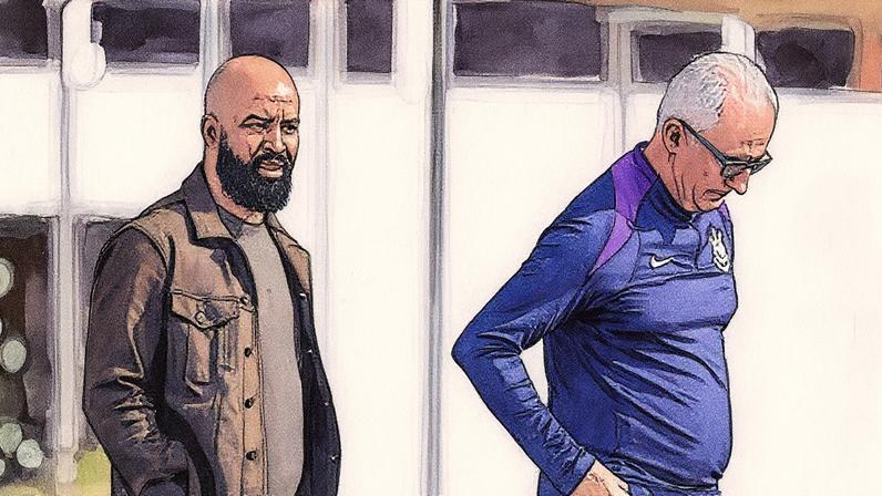 Dorival Júnior e Fabinho Soldado conversam em treino do Corinthians (Foto: Reprodução)