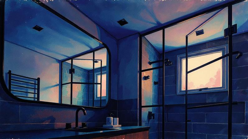 O estilo industrial aposta em cores sóbrias e materiais aparentes para trazer ar urbano para o banheiro. (Foto: Sydney Doll/Divulgação)