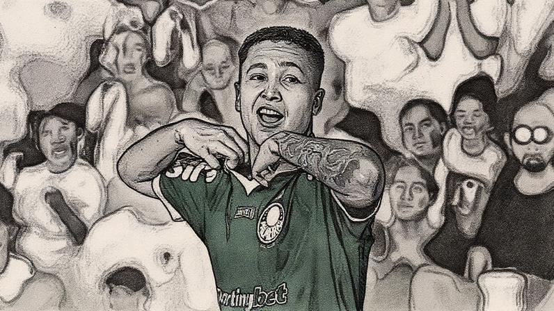 Thalys, atacante do Palmeiras, comemora gol em clássico contra o Santos, na Vila Belmiro, pelo Paulistão (Foto: Cesar Greco/Palmeiras)