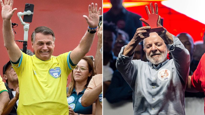 Jair Bolsonaro (PL) e Lula (PT) em comícios nas eleições municipais em outubro de 2024; o ex-presidente em Duque de Caxias (RJ), e o atual, em Mauá (SP) (Foto: Eduardo Anizelli e Adriano Vizoni/Folhapress)