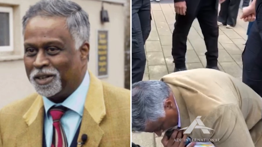 O pastor Dia Moodley foi alvo de agressões e ameaças no centro de Bristol. (Foto: ADF International)
