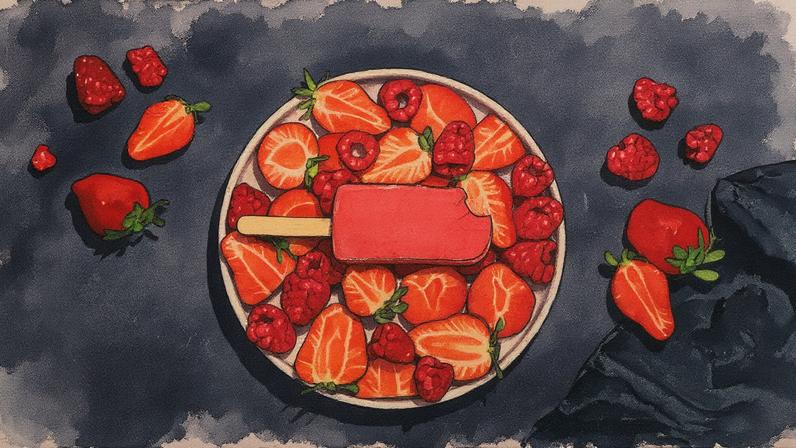 O sorvete é de morango e framboesa, caso não fique claro (Foto: Pink Albatross)