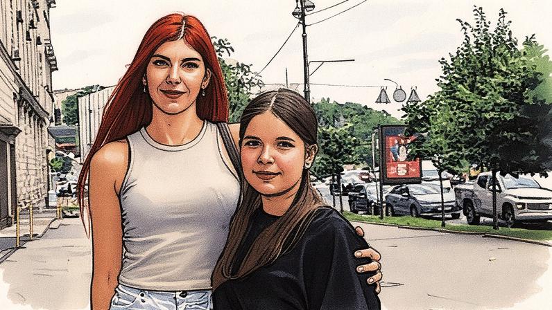Margarita junto a sua mãe Katerina, no dia 6 de agosto em Kiev. (Foto: Reprodução)