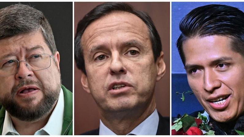 Candidatos Samuel Doria Medina, Jorge Quiroga e Andrónico Rodríguez. (Foto: Aizar Raldes/AFP)