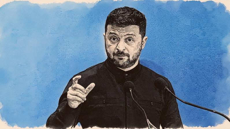 O presidente da Ucrânia, Volodmir Zelenski, conversa com jornalistas em Roma, Itália (Foto: Gregorio Borgia/AP)
