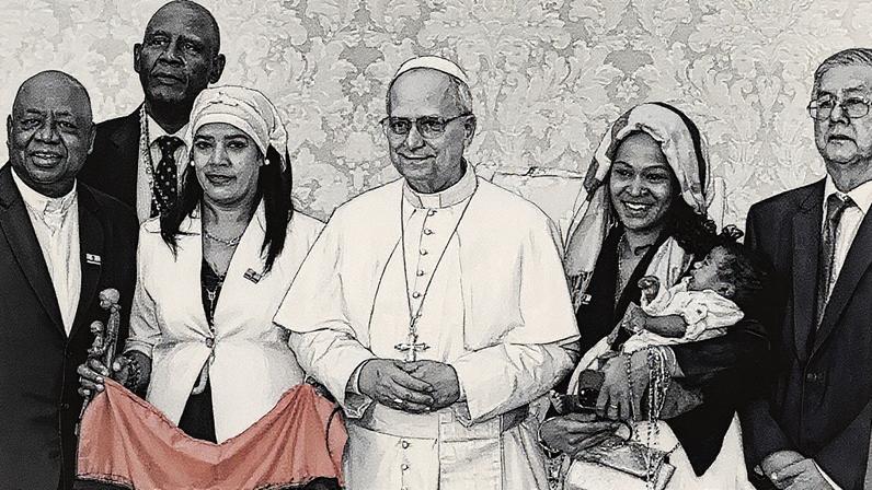 O Papa Leão XIV se encontrou com membros do Grupo de Refugiados de Chagos na Cidade do Vaticano (Foto: EPA)