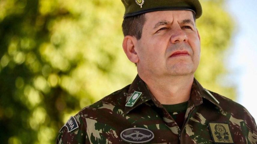 General Rovian Alexandre Janjar na cerimônia em que assumiu o comando da 2° Brigada de Cavalaria Mecanizada, em Brasília, em 6 de abril de 2023 (Foto: Divulgação/Comando Militar do Planalto)