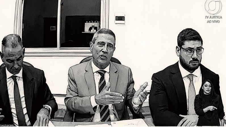 Interrogatório de réus do núcleo crucial da ação penal 2668 que julga a tentativa de golpe de estado; na foto Walter Braga Netto (Foto: Reprodução/TV Justiça)