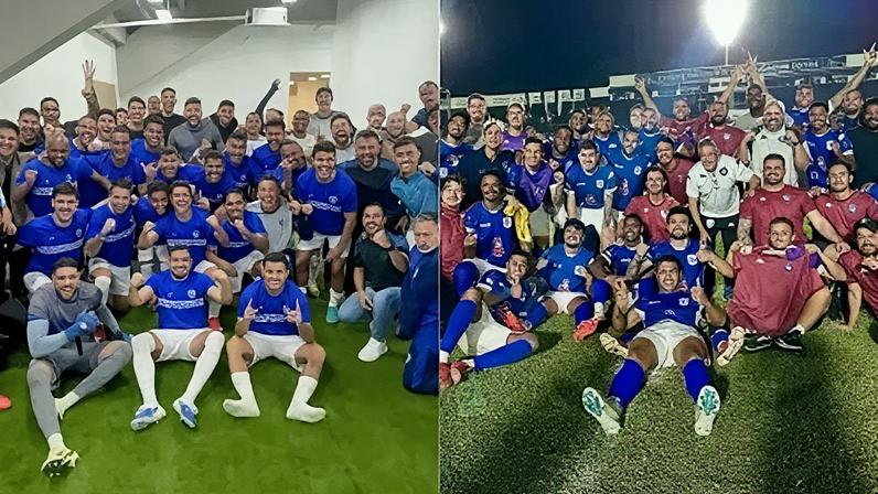 Times do Cianorte e do Barra comemorando classificações para as quartas de final da Série D (Foto: Reprodução)