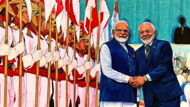 Visita de Narendra Modi ao Brasil para a cúpula dos Brics em julho deste ano (Foto: Reprodução)