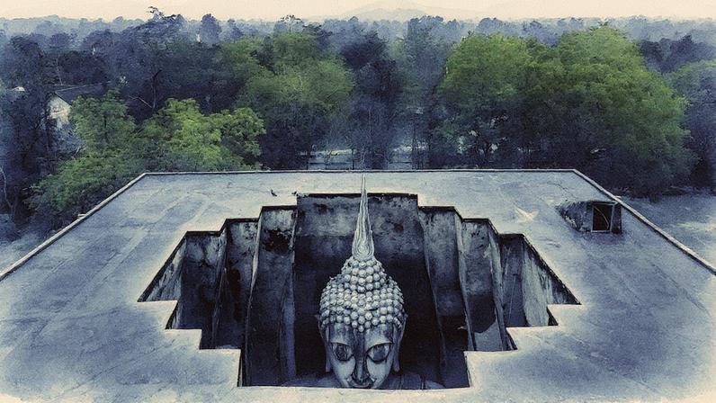 Wat Si Chum, o templo de Buda mais famoso em Sukhothai, na Tailândia. (Foto: Tian Zhan/GETTY IMAGES)