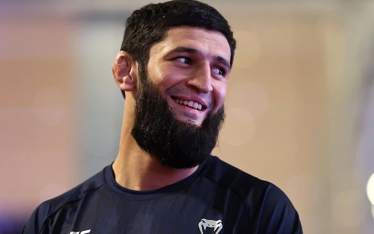 Khamzat Chimaev of Russia works out for fans and media during a UFC open workout at Yas Mall on October 23, 2024 in Abu Dhabi, United Arab Emirates. (Photo by Francois Nel/Zuffa LLC)