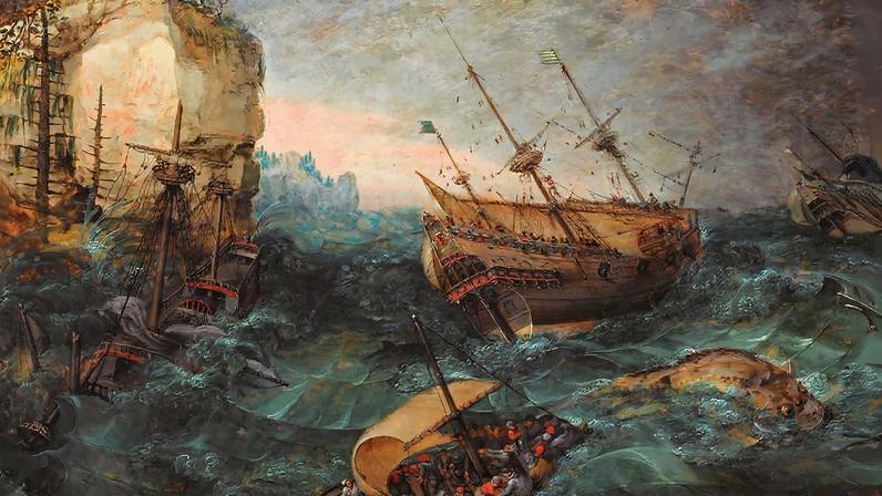 Os perigos do mar: O naufrágio de Adam Willaerts em uma costa rochosa (1614) (Foto: Rijksmuseum, Amsterdam)