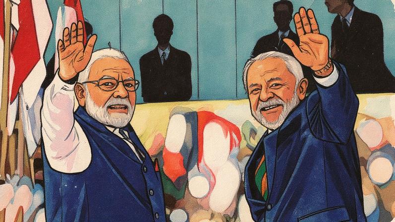 Primeiro-ministro da Índia, Narendra Modi, e o presidente Lula (Foto: Cristiano Mariz)