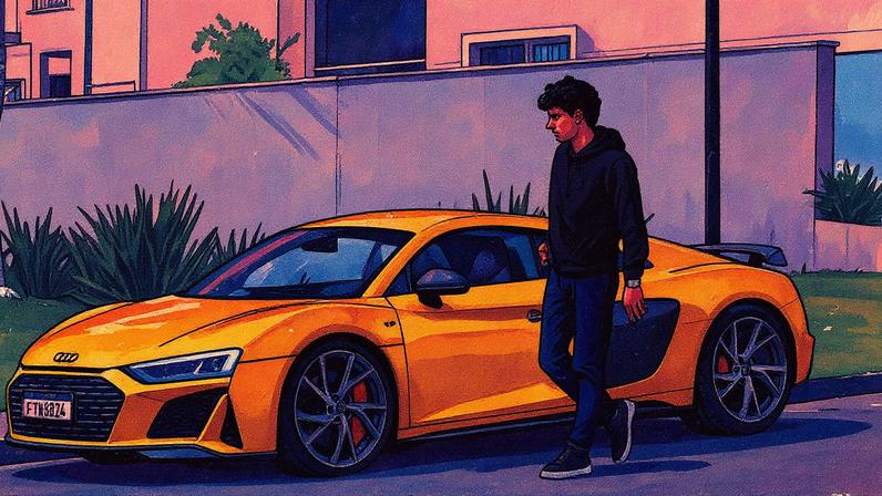 Gabriel Bortoleto de Audi R8 — Foto: Reprodução/@rodrigofrancaf1