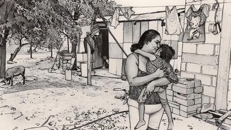 Florencia Carmona, de 32 anos, e sua filha Noemí Luis Cardona, de 2 anos, em sua casa de Tehuantepec em 2022. (Foto: Gary Coronado/Getty Images)
