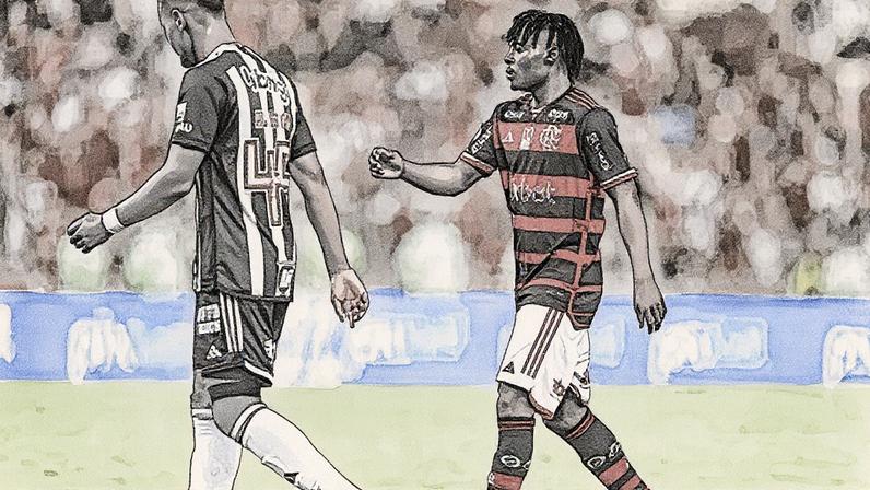 Jogador nigeriano Shola em ação durante partida entre Flamengo e Atlético-MG no Maracanã (Foto: Reprodução)