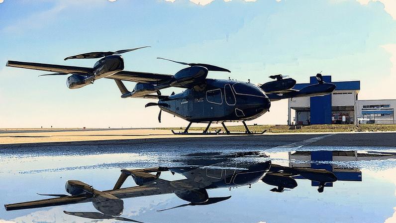 Protótipo do eVTOL, chamado de carro voador, da Embraer (Foto: Divulgação)