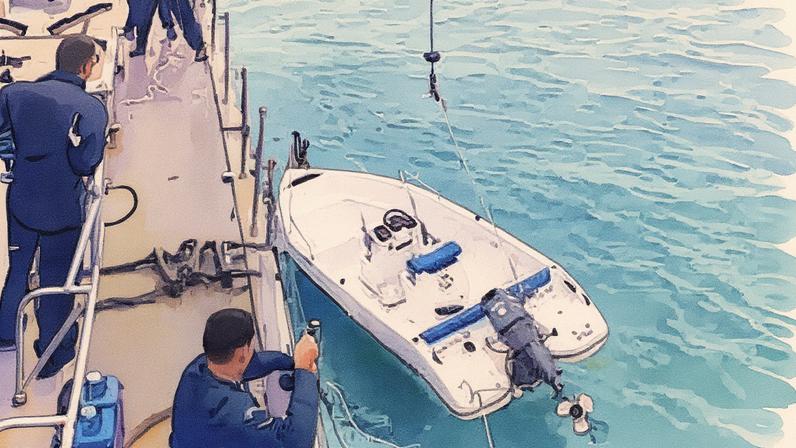 Lancha foi localizada submersa e foi retirada da água; embarcação passará por perícia (Foto: Marinha do Brasil)