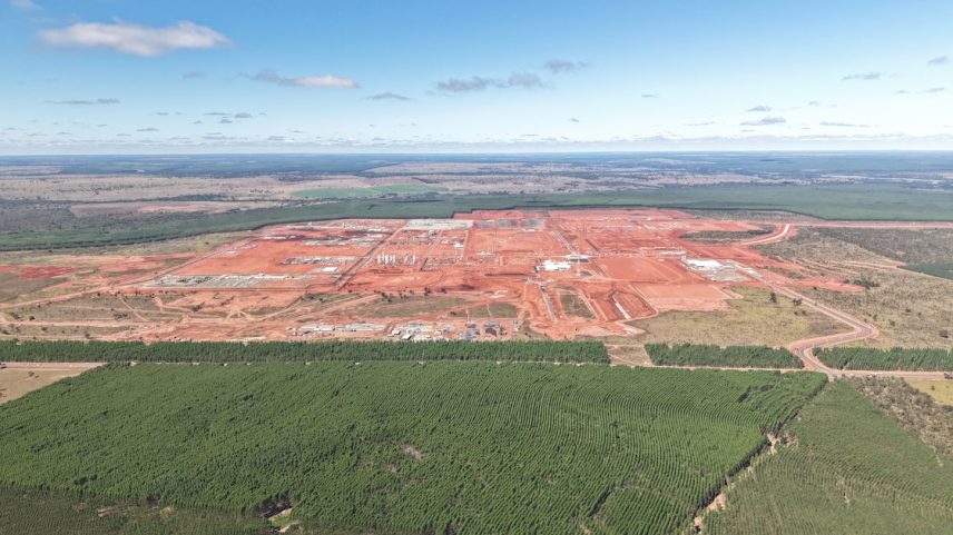 Projeto Sucuriú de produção de celulose do grupo chileno Arauco, em Inocência (MS), em fase de implantação (Foto: GPM-Arauco/Divulgação)