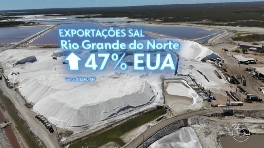47% das exportações de sal do RN vão para os EUA (Foto: Reprodução/TV Globo)