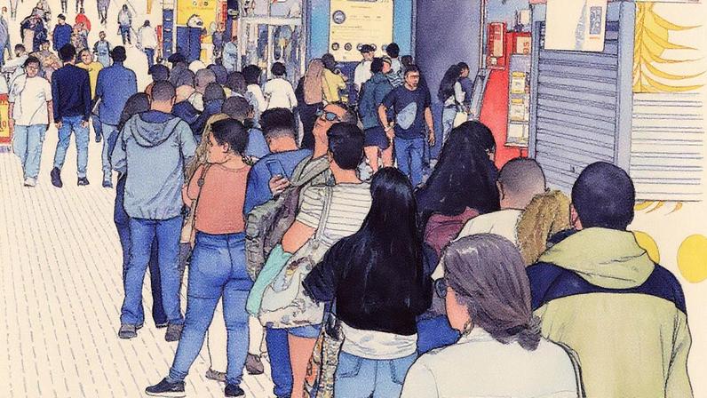 Fila na loja da Riocard na Central do Brasil; usuários chegaram a esperar três horas para conseguir atendimento (Foto: Fabiano Rocha / Agência O Globo)