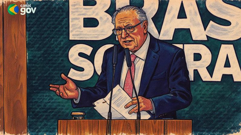 Geraldo Alckmin durante anúncio de plano de socorro a empresas afetadas pelo tarifaço de Trump (Foto: Reprodução/Youtube)