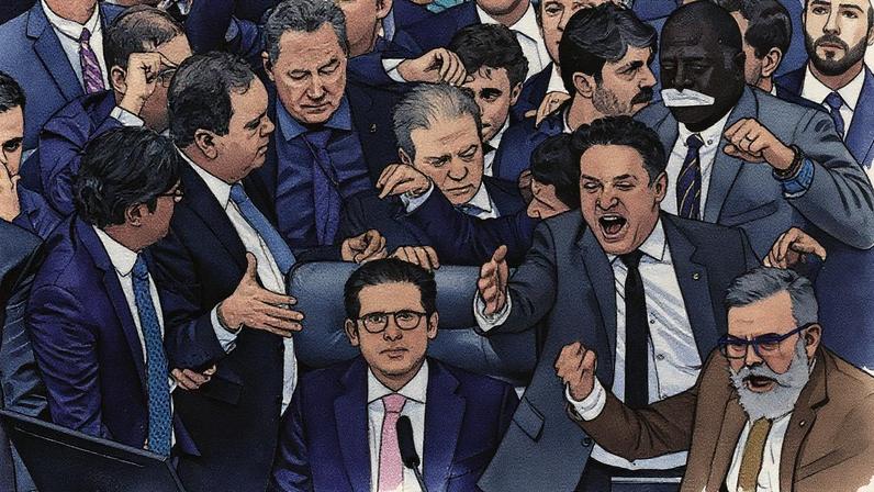 O presidente da Câmara dos Deputados Hugo Motta (Republicanos-PB) ao fim do motim que inviabilizou trabalhos na Câmara. (Foto: Pedro Ladeira -6.ago.25/Folhapress)