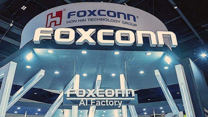 Sinalização do Foxconn Hon Hai Technology Group durante a Conferência de Tecnologia de GPU da Nvidia (GTC) em San Jose, Califórnia, EUA, na quinta-feira, 20 de março de 2025. (Foto: David Paul Morris | Bloomberg | Getty Images)