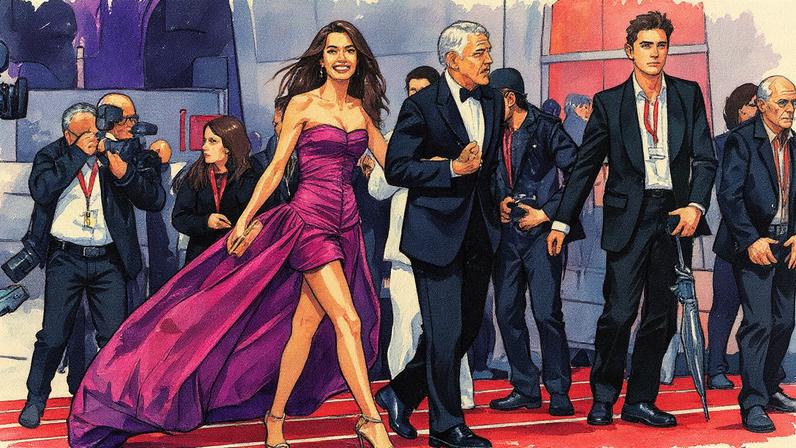 Amal Clooney em um evento de moda, usando um vestido elegante (Foto: Reprodução)