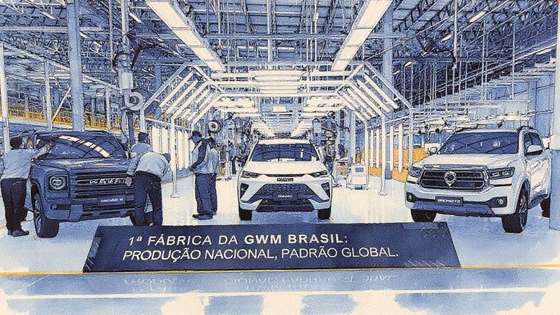 Nova fábrica da GWM em São Paulo, onde os carros são montados a partir de peças (Foto: Reprodução)