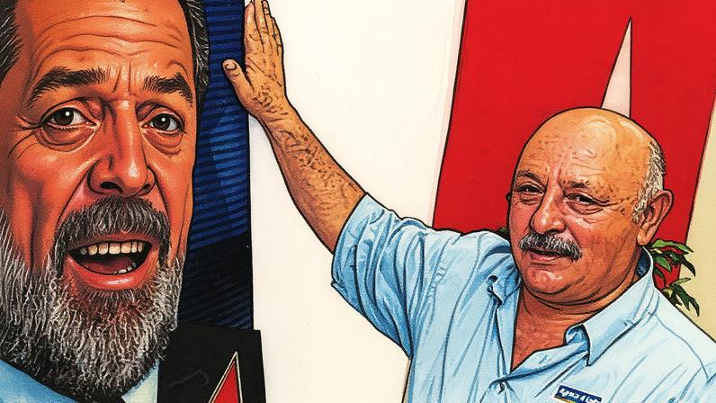 Frei Chico ao lado de uma foto de Lula (Foto: Reprodução)