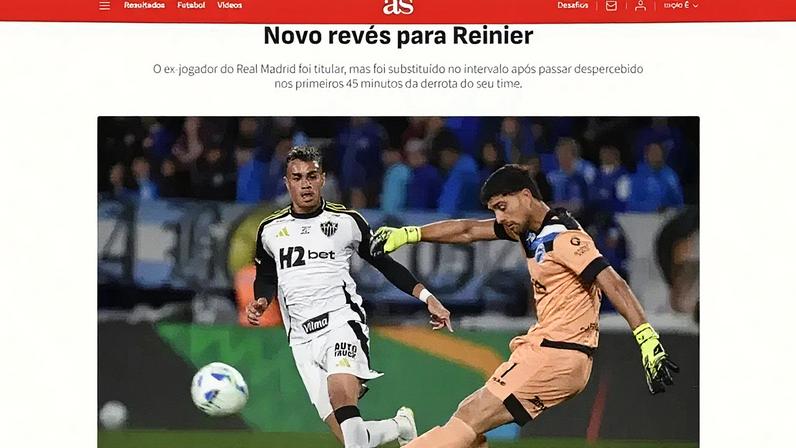 Matéria do Diario AS, da Espanha, sobre Reinier (Foto: Reprodução)